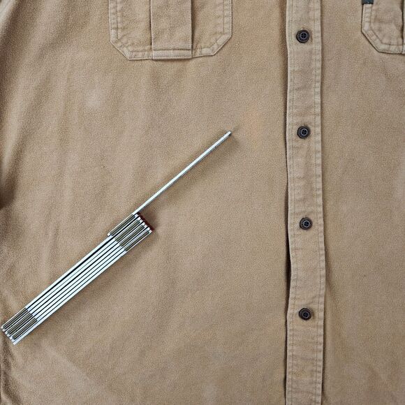 Vintage Columbia Shirt Mens XL Tan Chamios Flannel Button Up Heavyweight Work - Picture 14 of 16